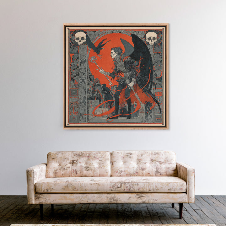 The Coffin Key, Stained Glass Gothic Art, Square Wall Art, Dark Halloween Decor, Canvas Print, Halloween Wall Art, Dark Fantasy Art