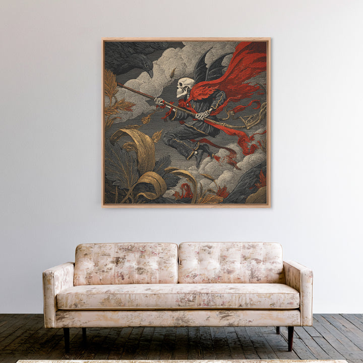 The Coffin Key, Macabre Folk Print Art, Square Wall Art, Dark Fantasy Wall Art, Framed Canvas Print, Halloween Wall Art