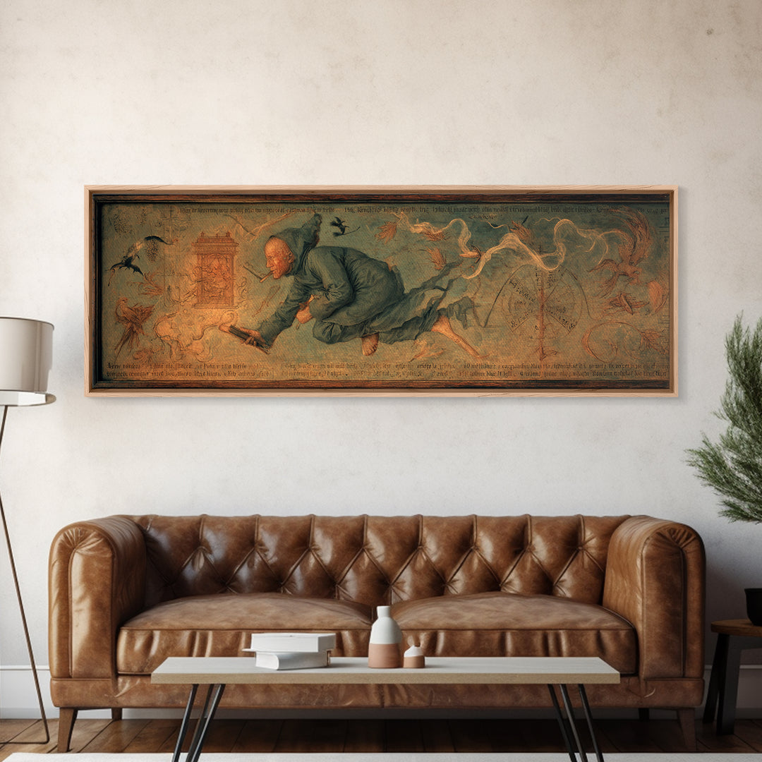 The Antique Spirit Board, Medieval Grotesque Art, Extra Wide Wall Art, Dark Fantasy Wall Art, Canvas Print, Halloween Wall Art