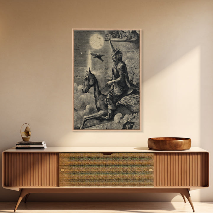 The Antique Spirit Board, Renaissance Engraving Art, Vertical Wall Art, Dark Fantasy Wall Art, Canvas Print, Halloween Wall Art