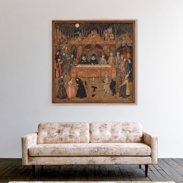 The Antique Spirit Board, Danse Macabre Art, Square Wall Art, Dark Fantasy Wall Art, Framed Canvas Print