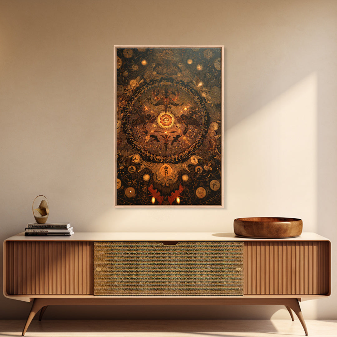 The Antique Spirit Board, Visionary Gothic Art, Vertical Wall Art, Gothic Horror Wall Art, Canvas Print, Halloween Wall Art