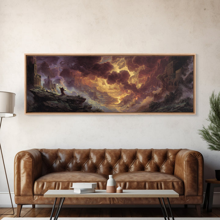 The Antique Spirit Board, Apocalyptic Romantic Art, Extra Wide Wall Art, Dark Fantasy Wall Art, Framed Canvas Print, Halloween Wall Art