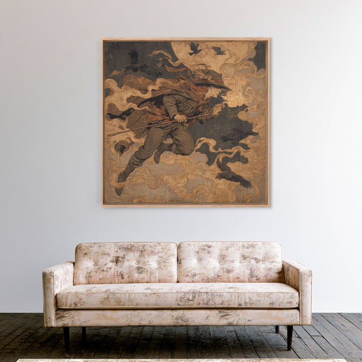 The Antique Spirit Board, Symbolist Etching Art, Square Wall Art, Gothic Horror Wall Art, Canvas Print, Halloween Wall Art