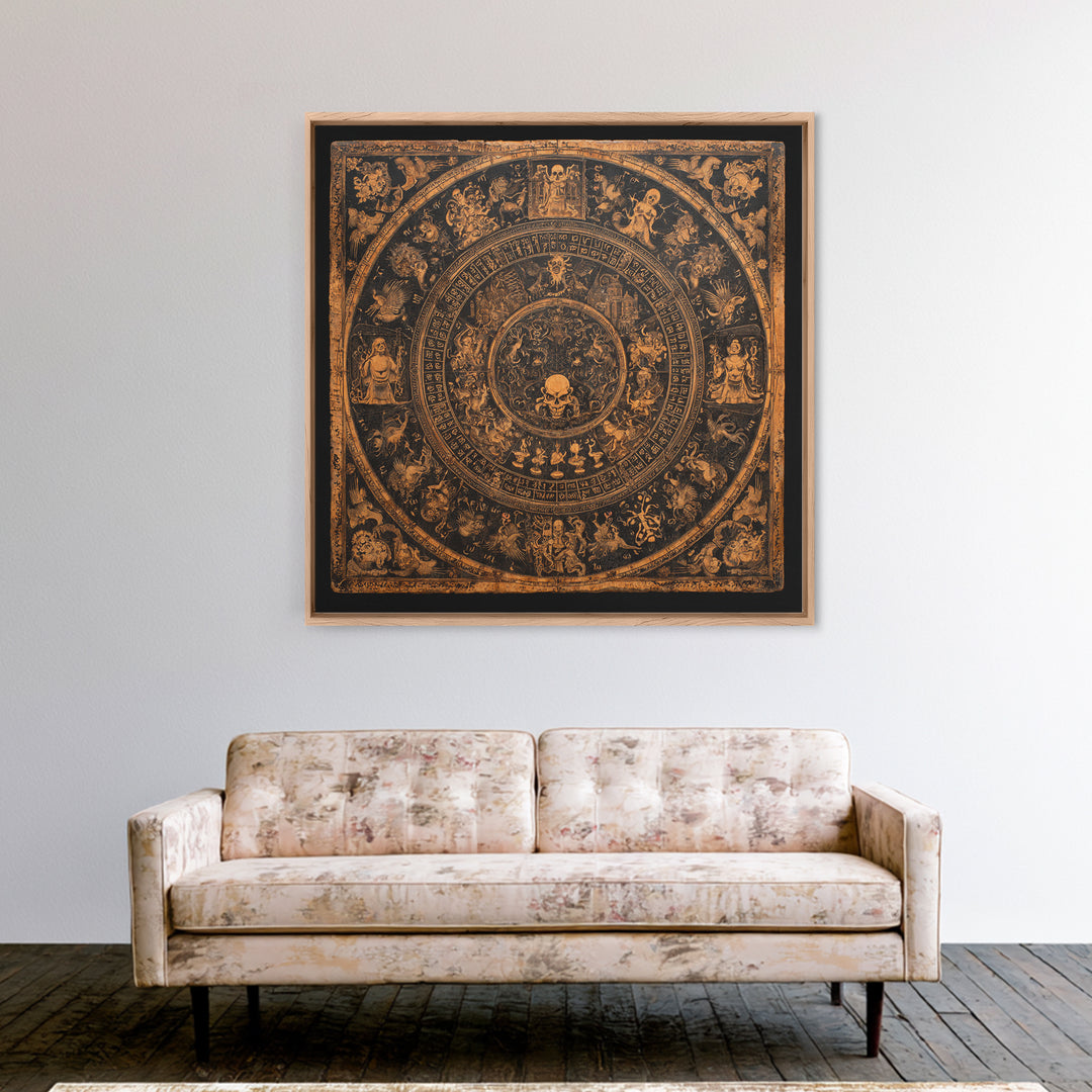 The Antique Spirit Board, Grotesque Carnival Art, Square Wall Art, Dark Halloween Decor, Canvas Print, Halloween Wall Art