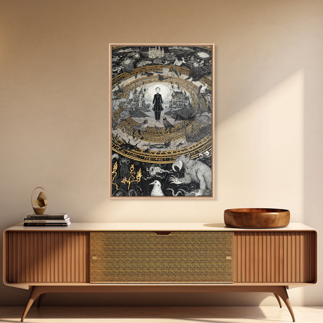 The Antique Spirit Board, Victorian Macabre Art, Vertical Wall Art, Gothic Horror Wall Art, Canvas Print, Halloween Wall Art