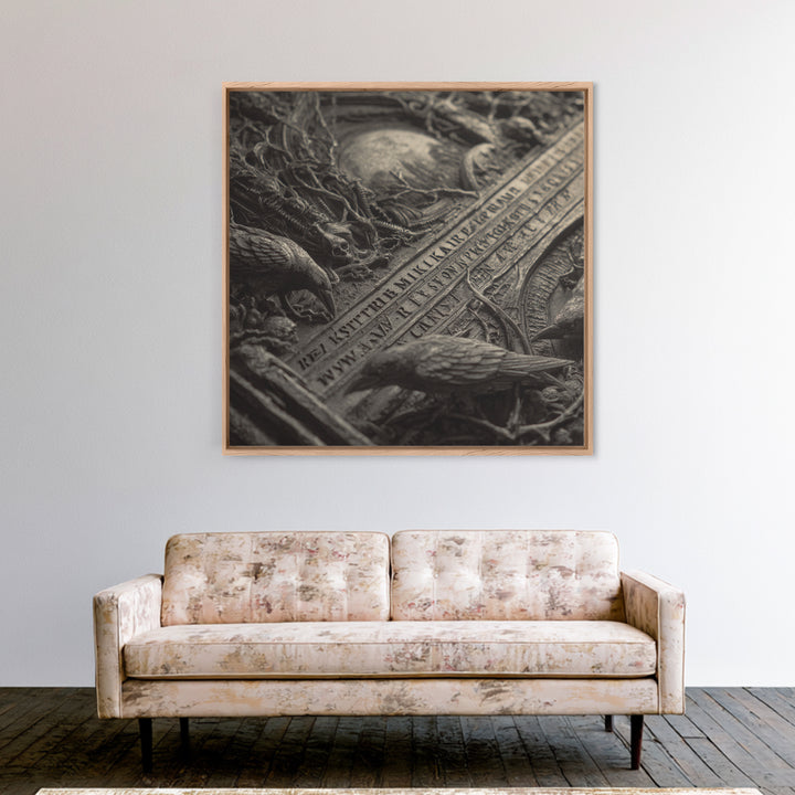 The Antique Spirit Board, Biomechanical Horror Art, Square Wall Art, Dark Fantasy Wall Art, Framed Canvas Print, Halloween Wall Art