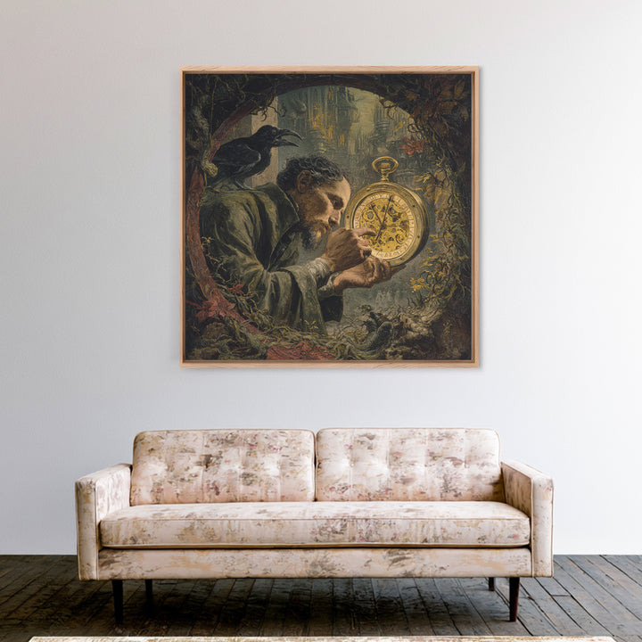 The Cursed Pocket Watch, Dark Renaissance Art, Square Wall Art, Dark Fantasy Wall Art, Canvas Print, Halloween Wall Art