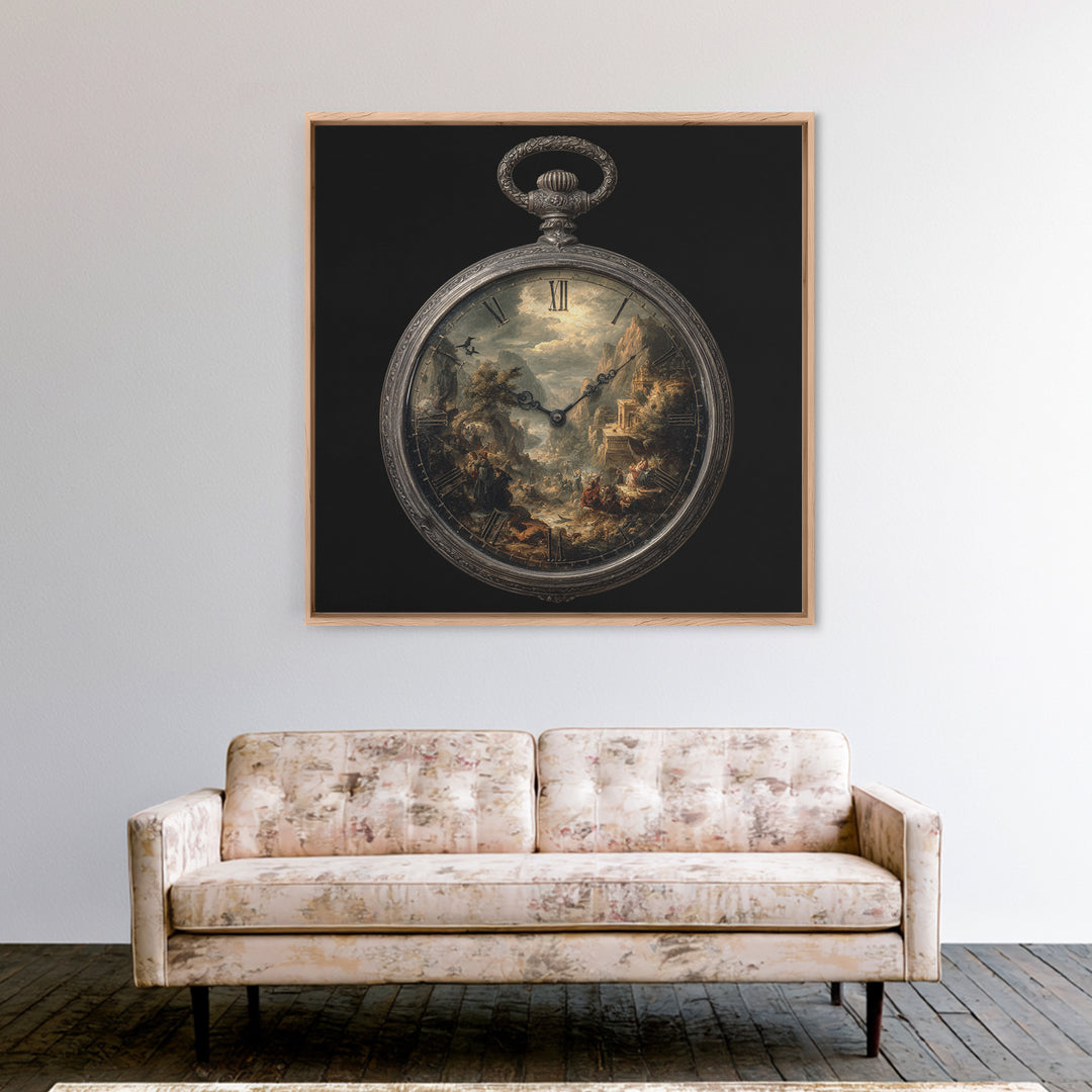 The Cursed Pocket Watch, Baroque Witchcraft Art, Square Wall Art, Dark Halloween Decor, Canvas Print, Halloween Wall Art