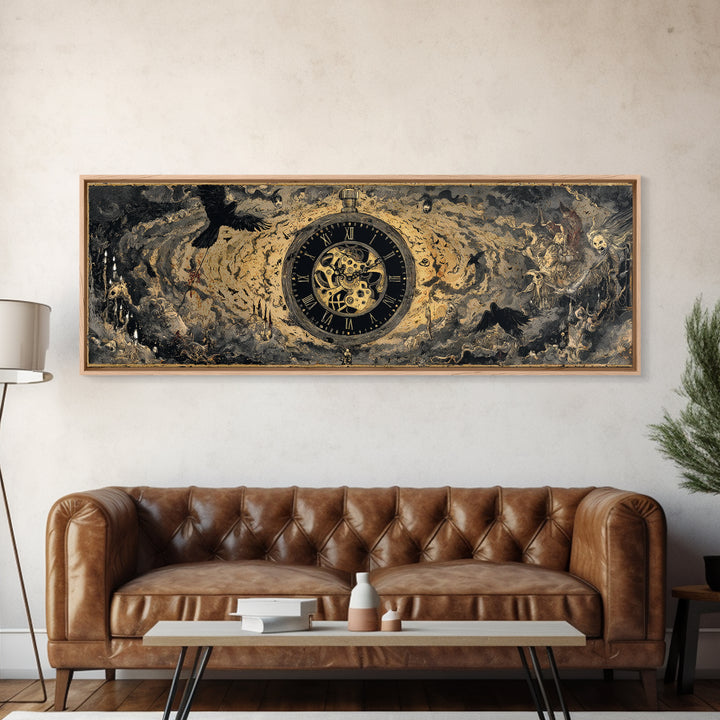 The Cursed Pocket Watch, Dark Romantic Horror Art, Extra Wide Wall Art, Dark Halloween Decor, Canvas Print, Halloween Wall Art