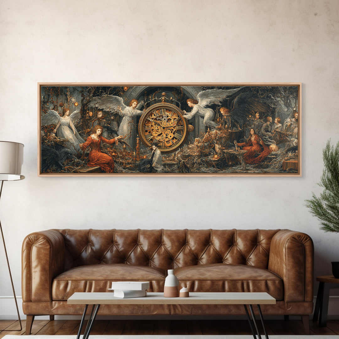 The Cursed Pocket Watch, Visionary Gothic Art, Extra Wide Wall Art, Gothic Horror Wall Art, Canvas Print, Halloween Wall Art