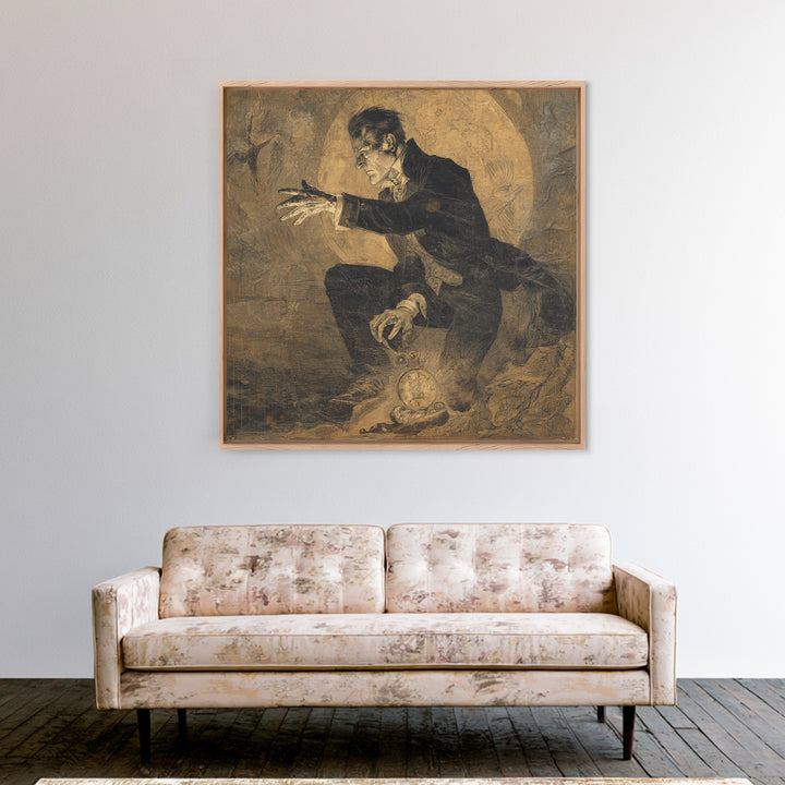 The Cursed Pocket Watch, Decadent Gothic Art, Square Wall Art, Dark Fantasy Wall Art, Framed Canvas Print, Halloween Wall Art