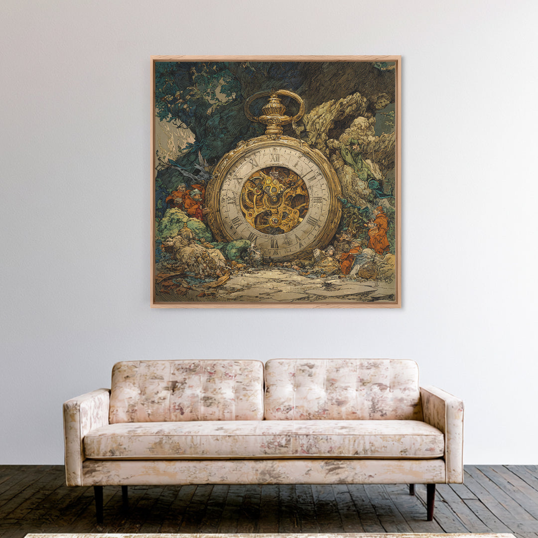 The Cursed Pocket Watch, Gothic Storybook Art, Square Wall Art, Macabre Wall Art, Canvas Print, Halloween Wall Art, Halloween Decor
