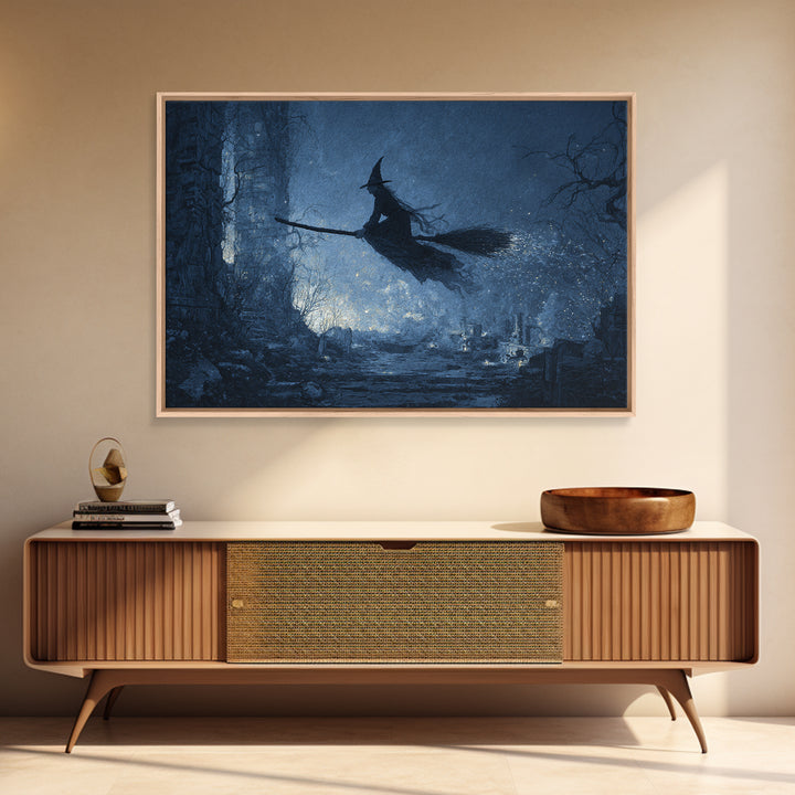The Witch'S Broom, Romantic Gothic Landscape, Landscape Wall Art, Dark Fantasy Wall Art, Canvas Print, Halloween Wall Art