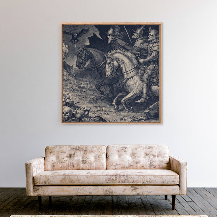 The Bone-Handled Lantern, Renaissance Engraving Art, Square Wall Art, Macabre Wall Art, Canvas Print, Halloween Wall Art