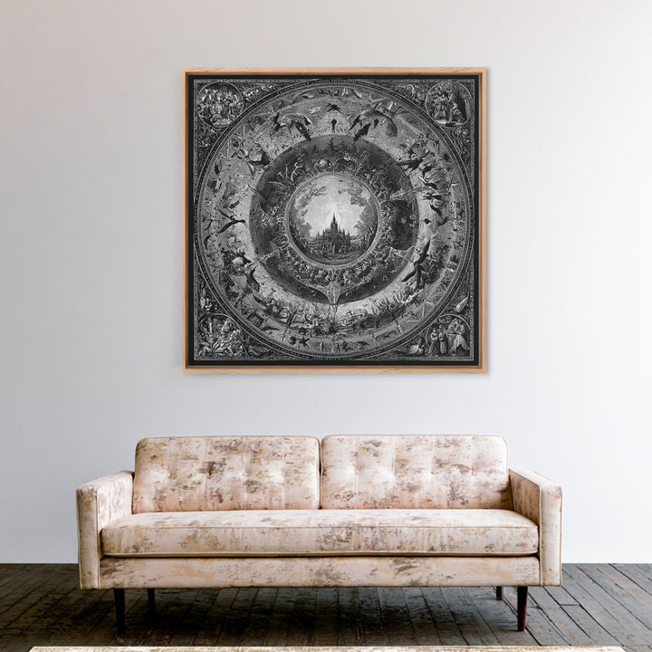 The Spiderweb Crown, Renaissance Engraving Art, Square Wall Art, Dark Halloween Decor, Framed Canvas Print, Halloween Wall Art