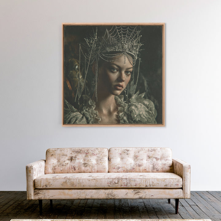 The Spiderweb Crown, Baroque Witchcraft Art, Square Wall Art, Gothic Horror Wall Art, Canvas Print, Halloween Wall Art, Halloween Decor