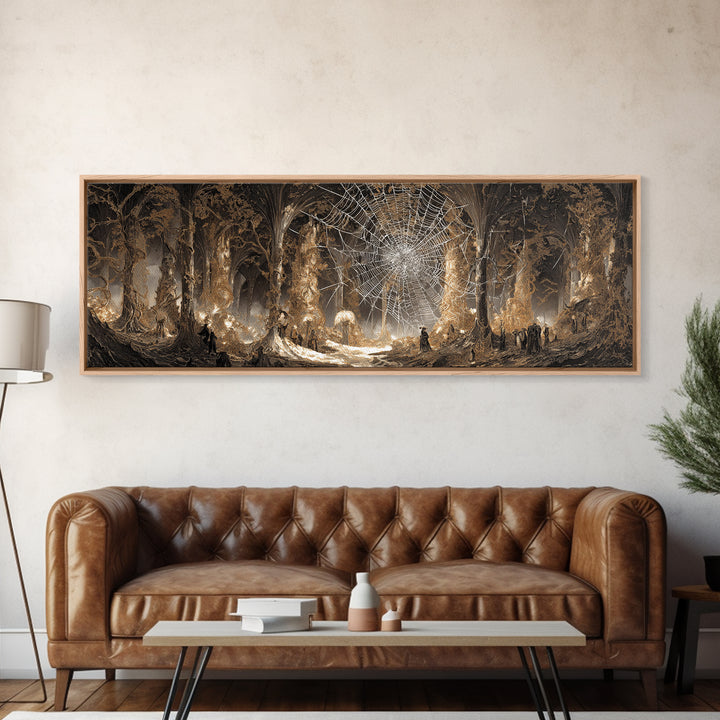 The Spiderweb Crown, Apocalyptic Romantic Art, Extra Wide Wall Art, Dark Halloween Decor, Canvas Print, Halloween Wall Art, Horror Wall Art