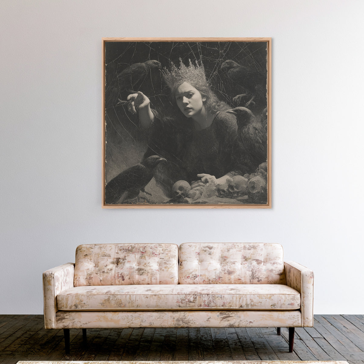 The Spiderweb Crown, Symbolist Dream Art, Square Wall Art, Gothic Horror Wall Art, Canvas Print, Halloween Wall Art