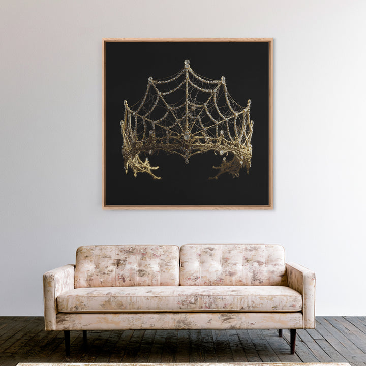 The Spiderweb Crown, Ornate Symbolist Art, Square Wall Art, Dark Fantasy Wall Art, Canvas Print, Halloween Wall Art, Horror Wall Art
