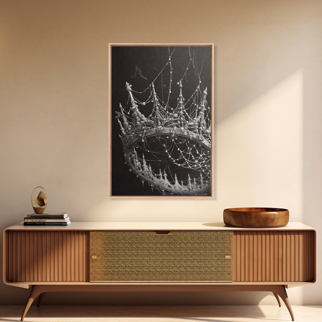 The Spiderweb Crown, Victorian Macabre Art, Vertical Wall Art, Dark Fantasy Wall Art, Canvas Print, Halloween Wall Art