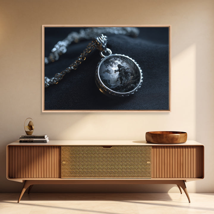 The Moonstone Amulet, Baroque Witchcraft Art, Landscape Wall Art, Macabre Wall Art, Framed Canvas Print, Halloween Wall Art