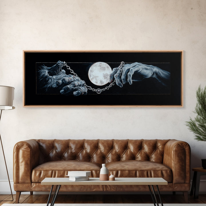 The Moonstone Amulet, Gothic Nightmare Art, Extra Wide Wall Art, Gothic Horror Wall Art, Framed Canvas Print, Halloween Wall Art