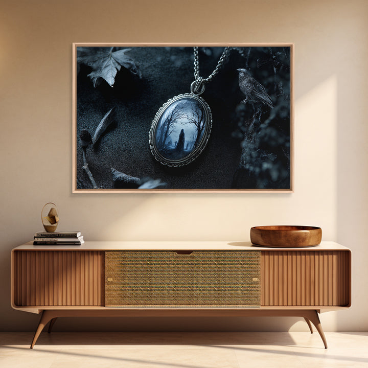 The Moonstone Amulet, Romantic Gothic Landscape, Landscape Wall Art, Dark Halloween Decor, Canvas Print, Halloween Wall Art