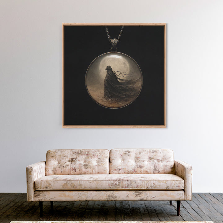 The Moonstone Amulet, Symbolist Dream Art, Square Wall Art, Macabre Wall Art, Canvas Print, Halloween Wall Art, Spooky Wall Decor