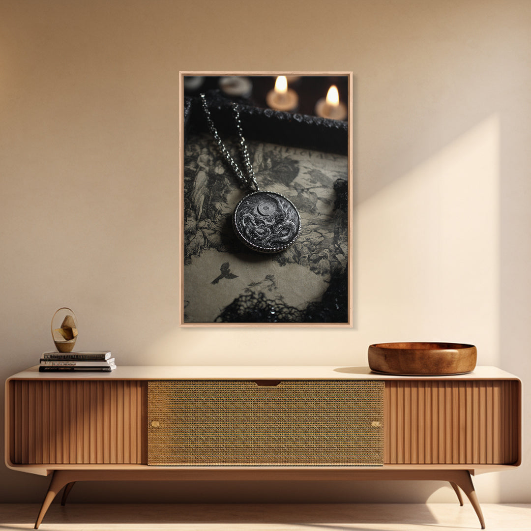 The Moonstone Amulet, Victorian Macabre Art, Vertical Wall Art, Gothic Horror Wall Art, Canvas Print, Halloween Wall Art