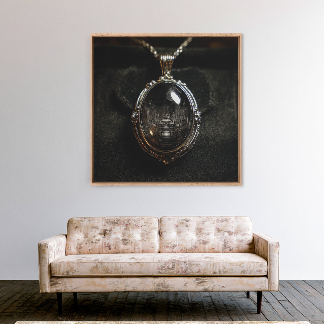 The Moonstone Amulet, Biomechanical Horror Art, Square Wall Art, Gothic Horror Wall Art, Canvas Print, Halloween Wall Art, Spooky Wall Decor