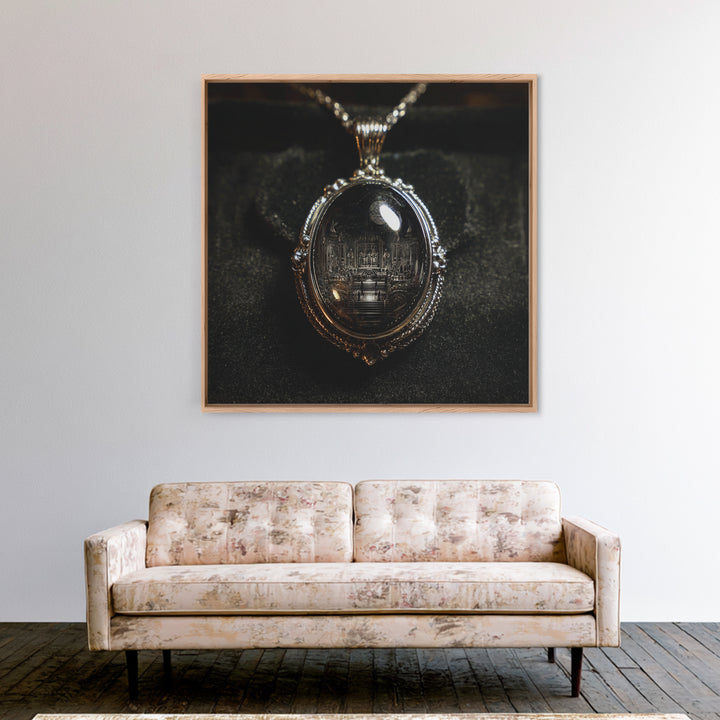 The Moonstone Amulet, Biomechanical Horror Art, Square Wall Art, Gothic Horror Wall Art, Canvas Print, Halloween Wall Art, Spooky Wall Decor