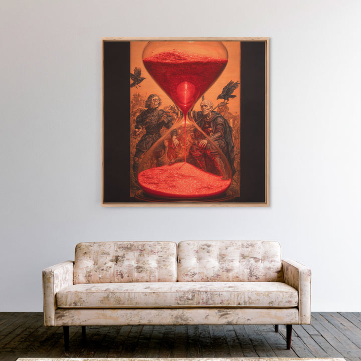 The Crimson Hourglass, Danse Macabre Art, Square Wall Art, Dark Fantasy Wall Art, Framed Canvas Print, Dark Fantasy Art