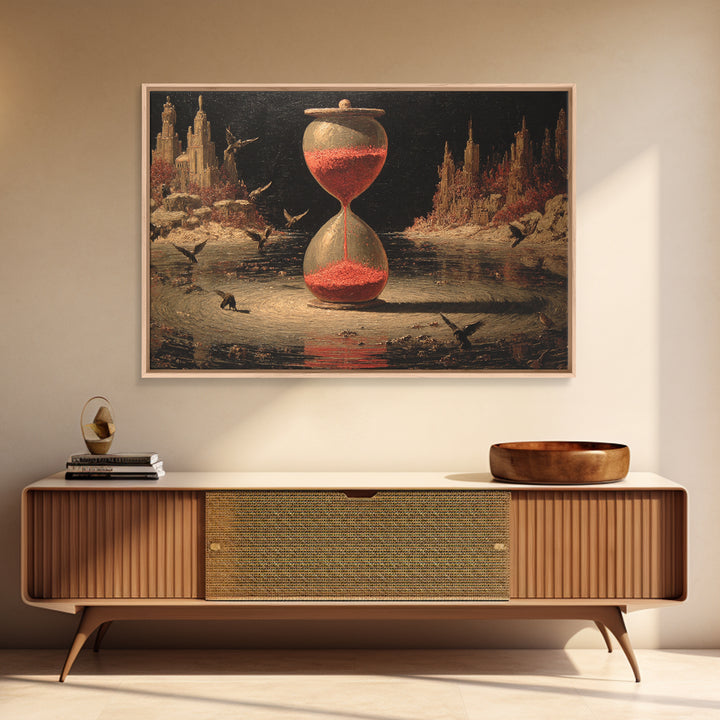 The Crimson Hourglass, Symbolist Gothic Landscape, Landscape Wall Art, Gothic Horror Wall Art, Framed Canvas Print, Halloween Wall Art