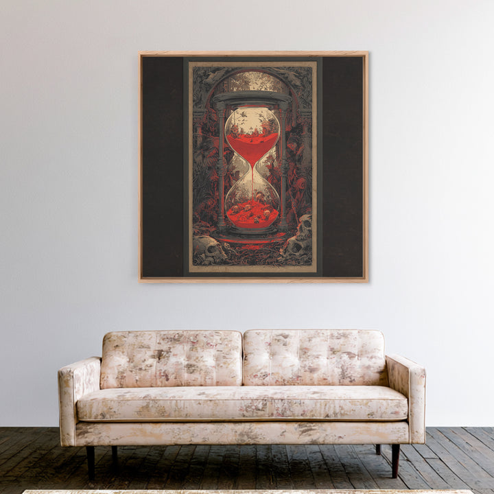 The Crimson Hourglass, Decadent Gothic Art, Square Wall Art, Dark Halloween Decor, Framed Canvas Print, Halloween Wall Art
