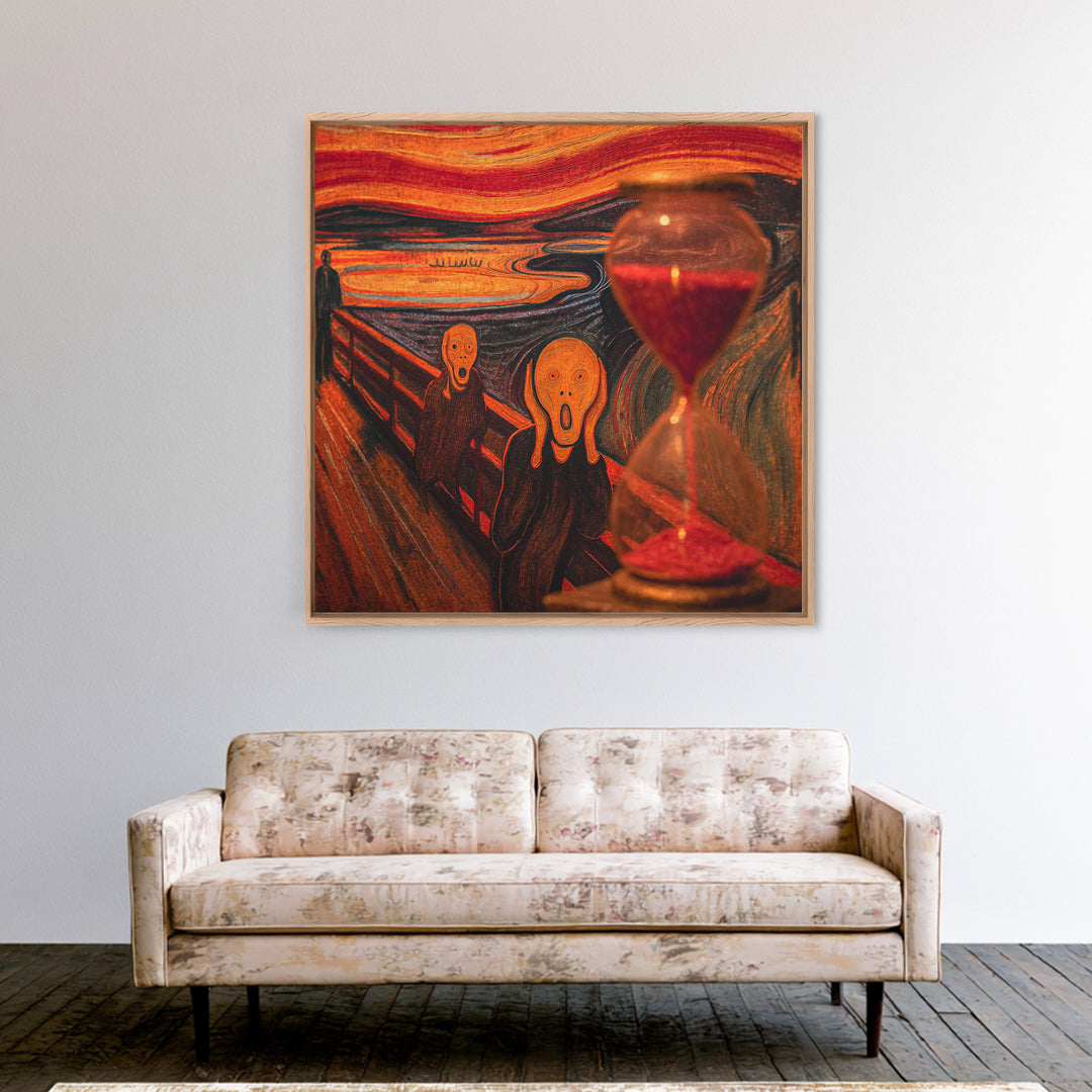 The Crimson Hourglass, Expressionist Gothic Art, Square Wall Art, Dark Halloween Decor, Canvas Print, Halloween Wall Art, Gothic Home Decor