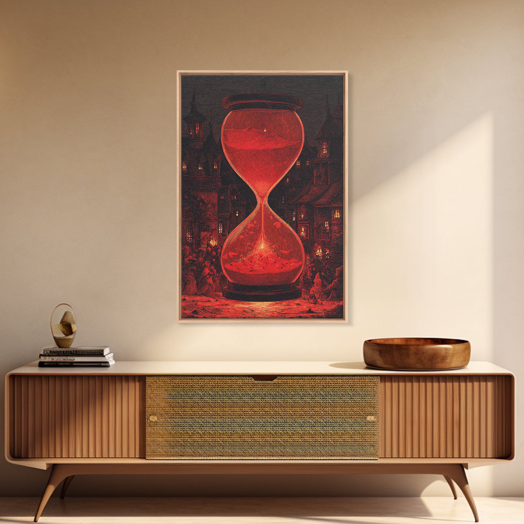 The Crimson Hourglass, Victorian Macabre Art, Vertical Wall Art, Dark Halloween Decor, Canvas Print, Halloween Wall Art