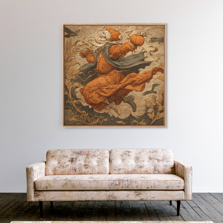 The Jack-O'-Lantern Throne, Danse Macabre Art, Square Wall Art, Macabre Wall Art, Framed Canvas Print, Dark Fantasy Art