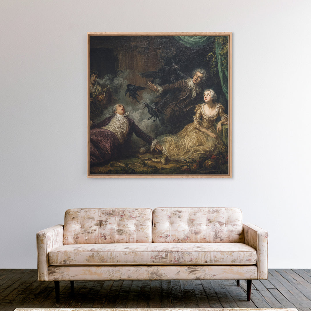 The Haunted Portrait, Gothic Nightmare Art, Square Wall Art, Dark Fantasy Wall Art, Framed Canvas Print, Halloween Wall Art