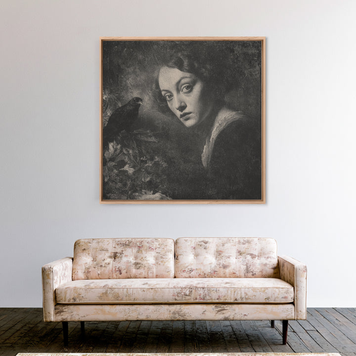 The Haunted Portrait, Symbolist Dream Art, Square Wall Art, Gothic Horror Wall Art, Framed Canvas Print, Halloween Wall Art