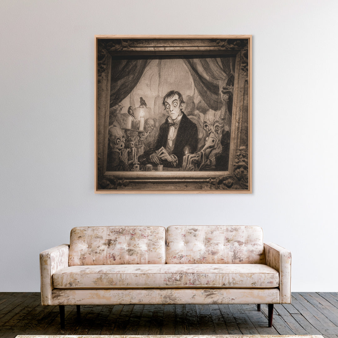 The Haunted Portrait, Expressionist Nightmare Art, Square Wall Art, Macabre Wall Art, Canvas Print, Halloween Wall Art, Dark Fantasy Art