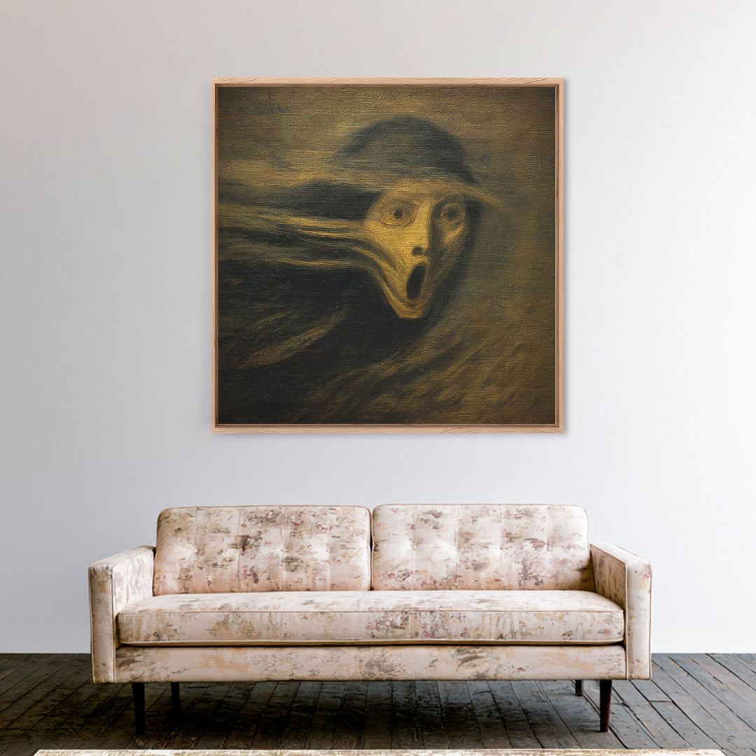 The Haunted Portrait, Expressionist Gothic Art, Square Wall Art, Gothic Horror Wall Art, Framed Canvas Print, Halloween Wall Art