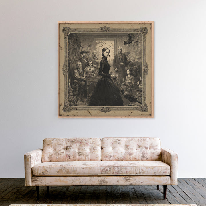 The Haunted Portrait, Victorian Macabre Art, Square Wall Art, Dark Fantasy Wall Art, Canvas Print, Halloween Wall Art, Horror Wall Art