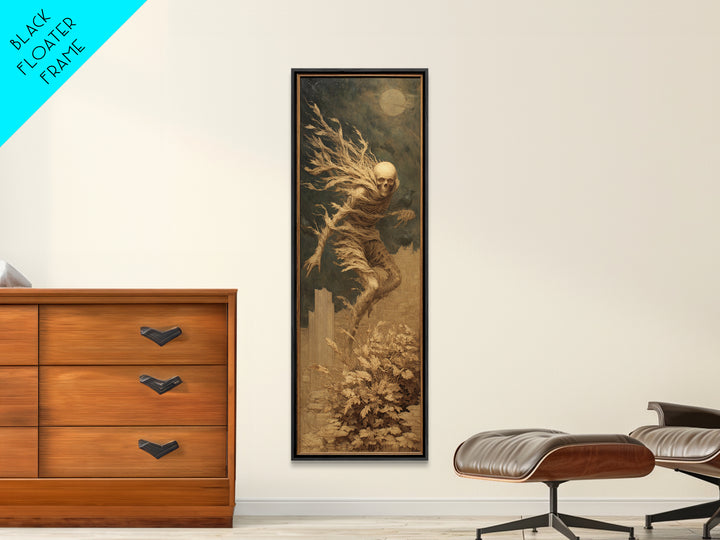 The Haunted Portrait, Surreal Apocalyptic Art, Tall Narrow Wall Art, Dark Halloween Decor, Framed Canvas Print, Halloween Wall Art
