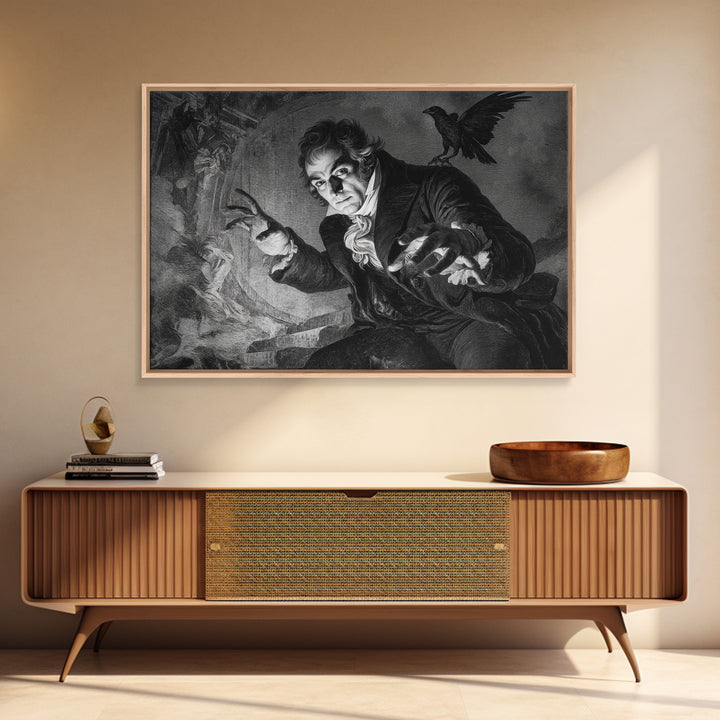 Monochrome Gothic Halloween, Dark Romantic Horror Art, Landscape Wall Art, Macabre Wall Art, Canvas Print, Halloween Wall Art
