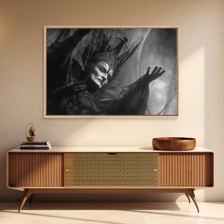 Monochrome Gothic Halloween, Dark Symbolist Art, Landscape Wall Art, Gothic Horror Wall Art, Framed Canvas Print