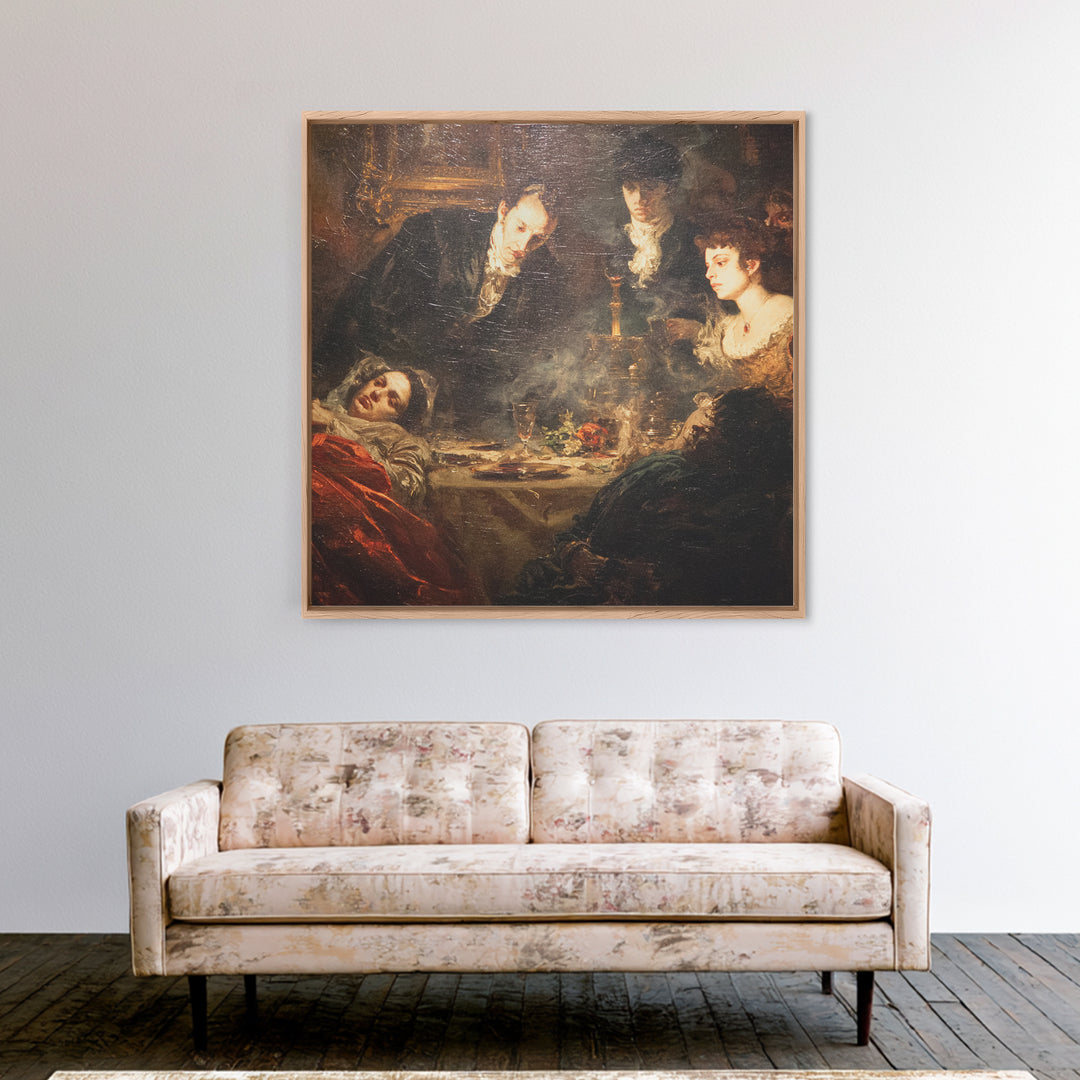 Victorian Mourning Halloween, Gothic Nightmare Art, Square Wall Art, Dark Fantasy Wall Art, Framed Canvas Print, Halloween Wall Art