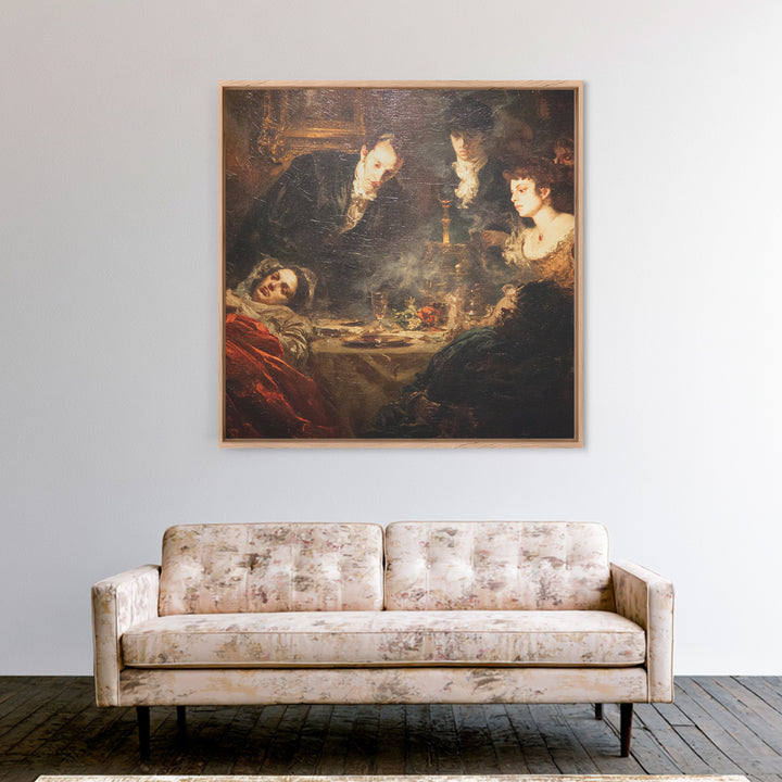 Victorian Mourning Halloween, Gothic Nightmare Art, Square Wall Art, Dark Fantasy Wall Art, Framed Canvas Print, Halloween Wall Art