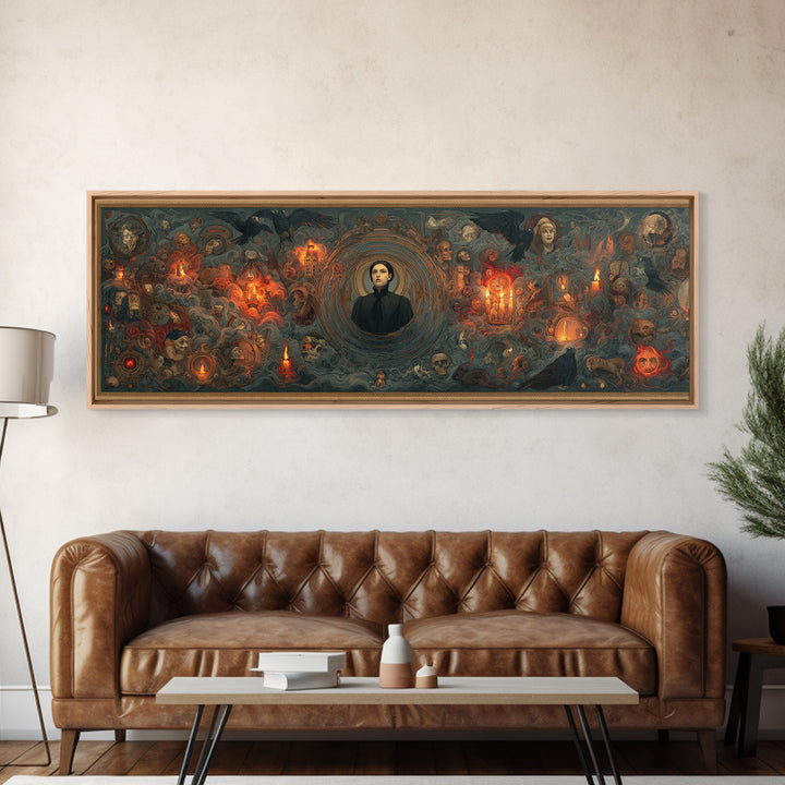 Victorian Mourning Halloween, Visionary Gothic Art, Extra Wide Wall Art, Dark Fantasy Wall Art, Canvas Print, Halloween Wall Art