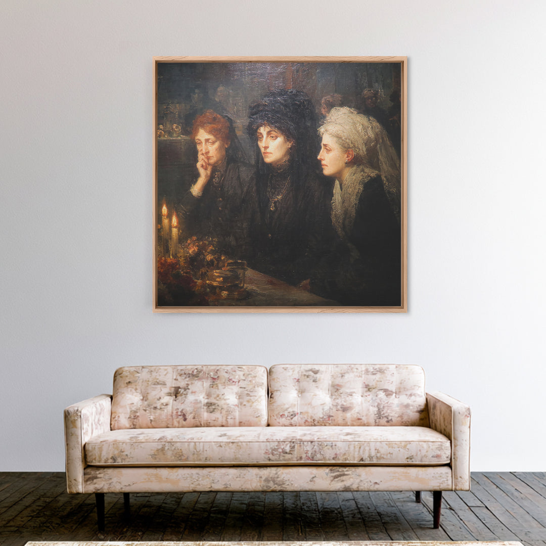 Victorian Mourning Halloween, Expressionist Gothic Art, Square Wall Art, Macabre Wall Art, Canvas Print, Halloween Wall Art